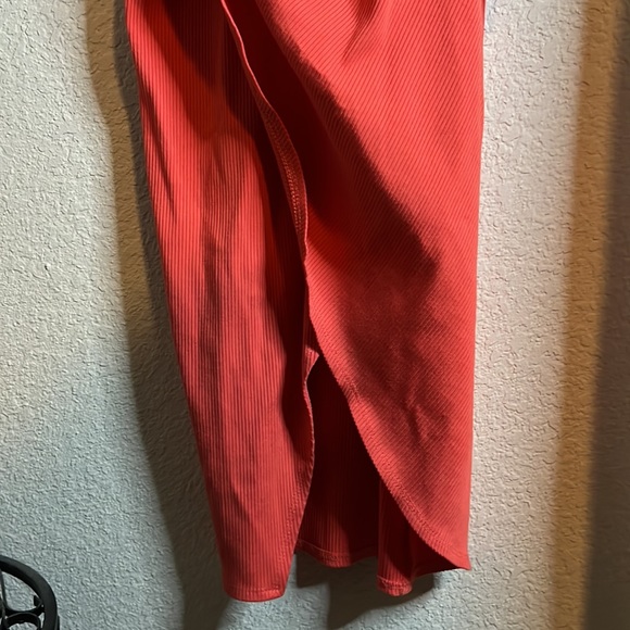 Lulus Just My Type Ribbed Asymmetrical midi dress, size medium. - Picture 5 of 9